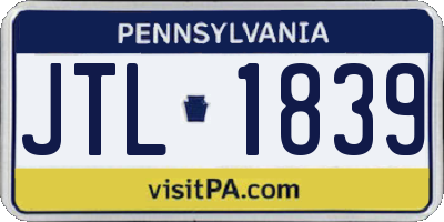 PA license plate JTL1839