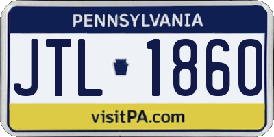 PA license plate JTL1860