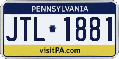 PA license plate JTL1881