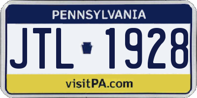 PA license plate JTL1928