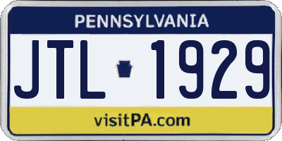 PA license plate JTL1929