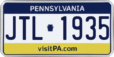 PA license plate JTL1935