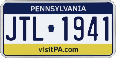 PA license plate JTL1941
