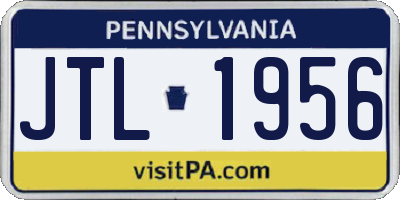 PA license plate JTL1956