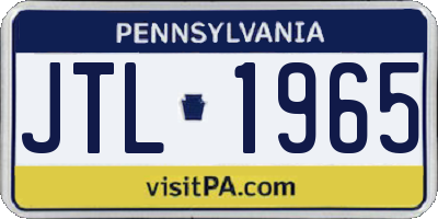 PA license plate JTL1965