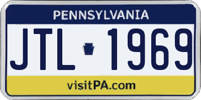 PA license plate JTL1969
