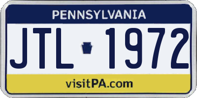 PA license plate JTL1972