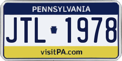 PA license plate JTL1978