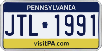 PA license plate JTL1991