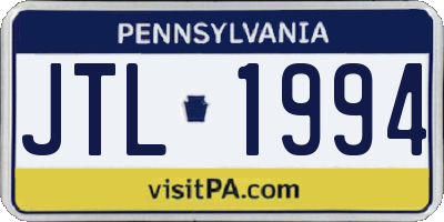 PA license plate JTL1994