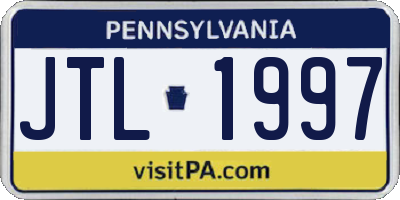 PA license plate JTL1997