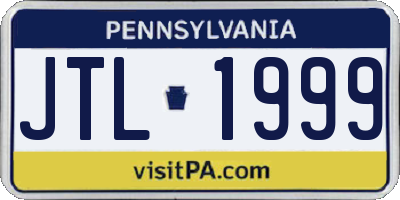PA license plate JTL1999
