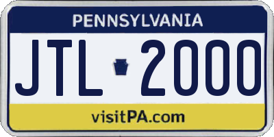 PA license plate JTL2000