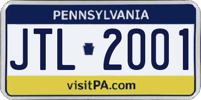 PA license plate JTL2001