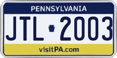 PA license plate JTL2003