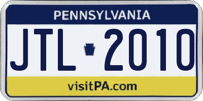 PA license plate JTL2010