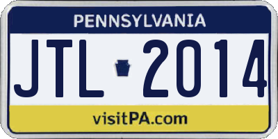 PA license plate JTL2014
