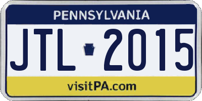 PA license plate JTL2015
