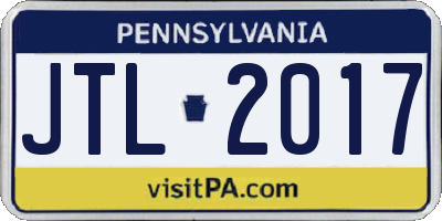 PA license plate JTL2017