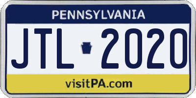 PA license plate JTL2020