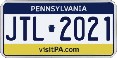 PA license plate JTL2021