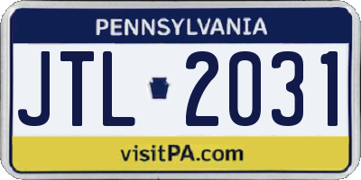 PA license plate JTL2031