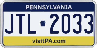 PA license plate JTL2033
