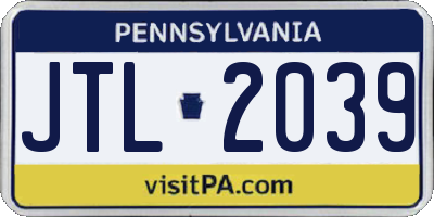 PA license plate JTL2039