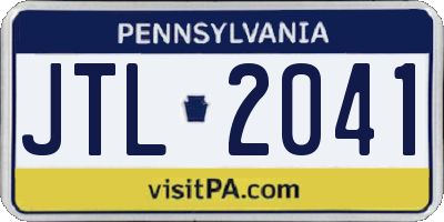PA license plate JTL2041