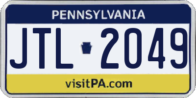 PA license plate JTL2049