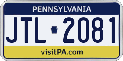 PA license plate JTL2081