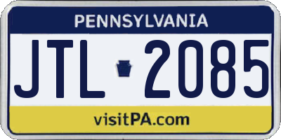 PA license plate JTL2085