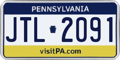 PA license plate JTL2091