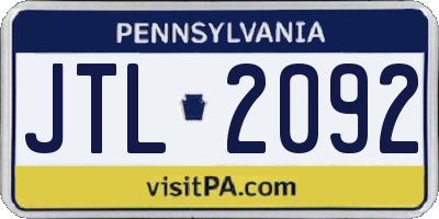 PA license plate JTL2092