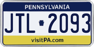 PA license plate JTL2093