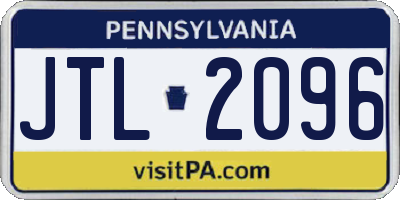 PA license plate JTL2096