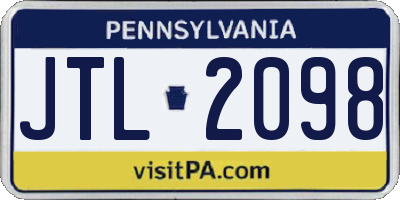 PA license plate JTL2098