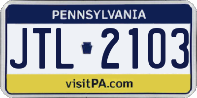 PA license plate JTL2103