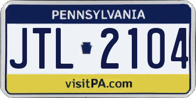 PA license plate JTL2104