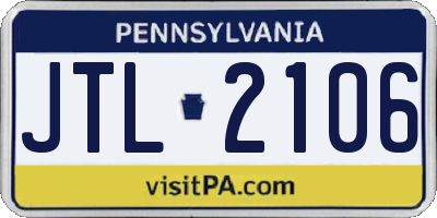 PA license plate JTL2106