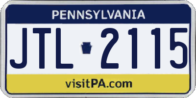PA license plate JTL2115
