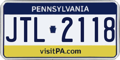 PA license plate JTL2118