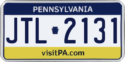 PA license plate JTL2131