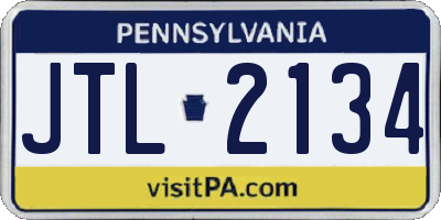 PA license plate JTL2134