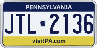 PA license plate JTL2136