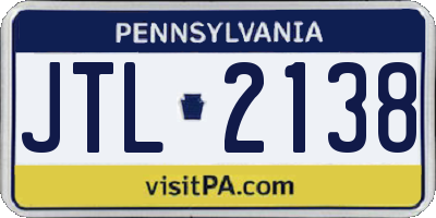 PA license plate JTL2138