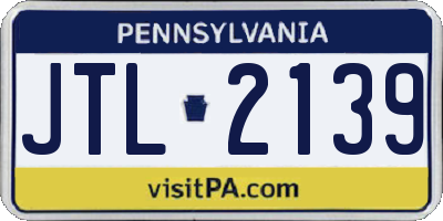 PA license plate JTL2139
