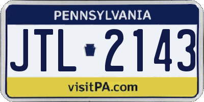 PA license plate JTL2143