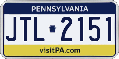PA license plate JTL2151
