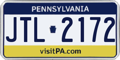 PA license plate JTL2172